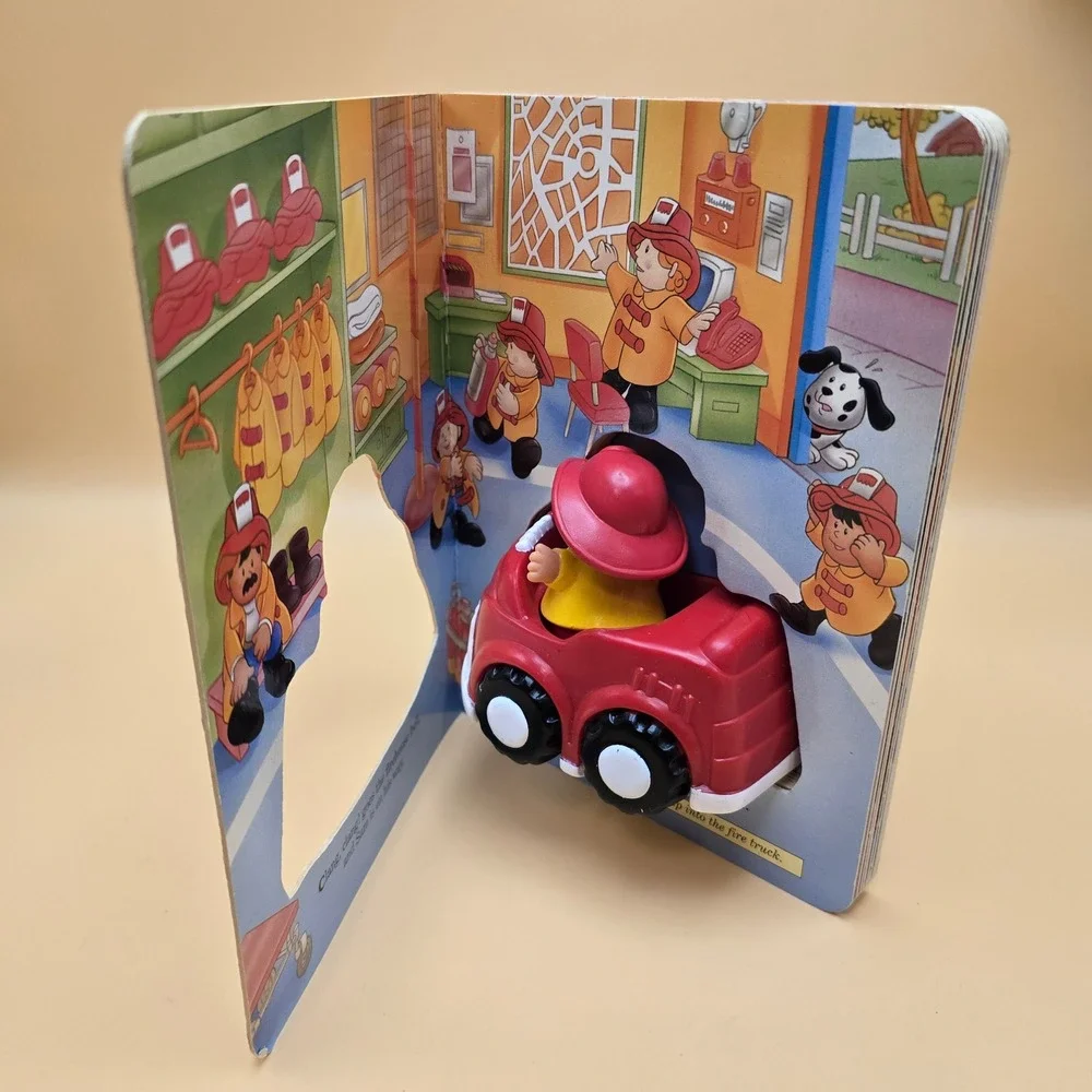 Fisher-Price Little People Firefighter Sam Finds a Friend Board Book Toy 1997